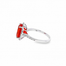 Fire Opal Oval 2.72 Carat Ring In 14K White Gold with Accent Diamond (RG2232)