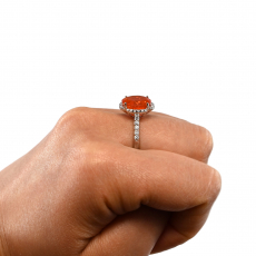 Fire Opal Oval 2.72 Carat Ring In 14K White Gold with Accent Diamond (RG2232)