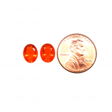 Fire Opal Oval 9x7mm Matching Pair Approximately 2.33 Carats