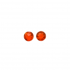Fire Opal Round 5mm Matching Pair Approximately 0.66 Carat