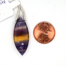 Fluorite Drop Marquise Shape 33x13mm Drilled Bead Single Pendant Piece