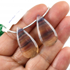 Fluorite Drops Almond Shape 29x15mm Drilled Beads Matching Pair