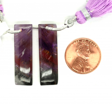 Fluorite Drops Baguette Shape 32x10mm Drilled Beads Matching Pair