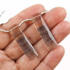 Fluorite Drops Baguette Shape 34x9mm Drilled Beads Matching Pair