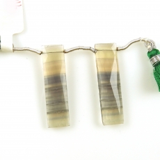 Fluorite Drops Baguette Shape 34x9mm Drilled Beads Matching Pair