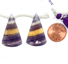 Fluorite Drops Conical Shape 33x20mm Drilled Beads Matching Pair
