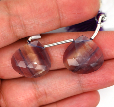 Fluorite Drops Heart Shape 18x18mm Drilled Beads Matching Pair