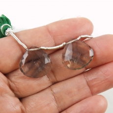 Fluorite Drops Heart Shape 27x27mm Drilled Beads Matching Pair
