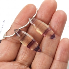 Fluorite Drops Marquise Shape 32x10mm Drilled Beads Matching Pair