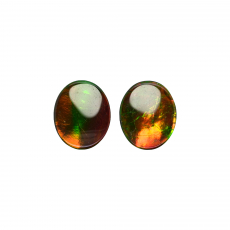 Fossilized Ammolite Cab Oval 12x10mm Matching Pair 5.87 Carat