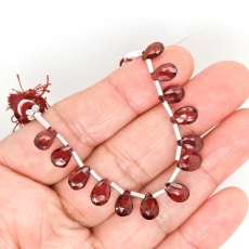 Garnet Drops Almond Shape 8x5mm Drilled Beads 13 Pieces Line