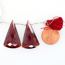 Garnet Hydro Drops Conical Shape 30x19mm Drilled Bead Matching Pair