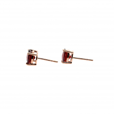 Garnet Round Shape 4.25 Carat Stud Earring In 14k Rose Gold