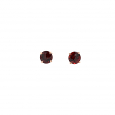 Garnet Round Shape 4.25 Carat Stud Earring In 14k Rose Gold