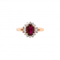 GIA Certified Burmese Ruby Oval 1.03 Carat Ring with Accent Diamonds in 14K Rose Gold