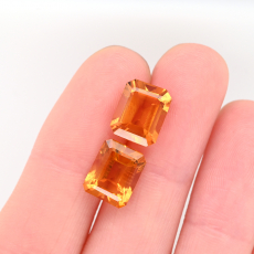 Golden Orange Citrine Emerald Cut 10x8mm Matching Pair Approximately 5.86 Carat
