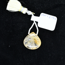 Golden Rutilated Drop Heart Shape 18x18mm Drilled Bead Single Piece