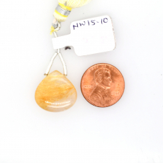 Golden Rutile Drops Heart Shape 18x18mm Drilled Bead Single Piece