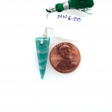 Green Amazonite Drop Trillion Shape 25x9mm Front to Back Drilled Bead Single Pendant Piece