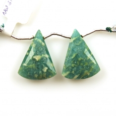 Green Amazonite Drops Conical Shape 26x19mm Drilled Beads Matching Pair