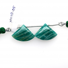 Green Amazonite Drops Fan Shape 22x16mm Drilled Bead Matching Pair