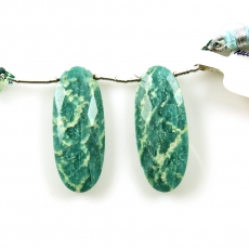 Green Amazonite Drops Oval 34x14mm Drilled Beads Matching Pair