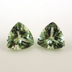 Green Amethyst ( Prasiolite) Trillion Shape 11x11mm Matched Pair Approximately 8 Carat
