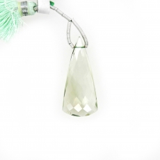 Green Amethyst Drop Conical Shape 33x15mm Drilled Bead Single Pendant Piece