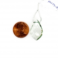 Green Amethyst Drop Leaf Shape 24x15mm Drilled Bead Single Pendant Piece