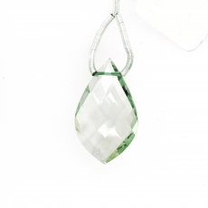 Green Amethyst Drop Leaf Shape 24x15mm Drilled Bead Single Pendant Piece
