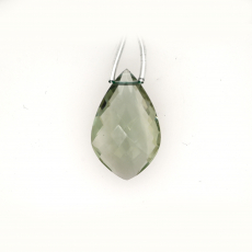 Green Amethyst Drop Leaf Shape 28x18mm Drilled Bead Single Piece