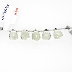 Green Amethyst Drops Briolette Shape 12x9MM Drilled Beads 5 Pieces