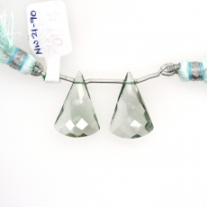 Green Amethyst Drops Conical Shape 22x15mm Drilled Bead Matching Pair