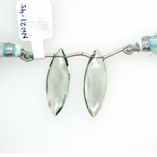 Green Amethyst Drops Marquise Shape 30x10mm Drilled Bead Matching Pair