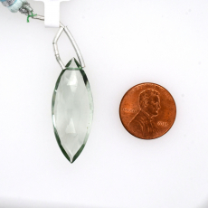 Green Amethyst Drops Marquise Shape 35x14mm Drilled Bead Single Piece