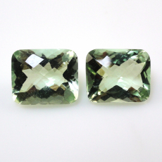 Green Amethyst (Prasiolite) Emerald Cushion 12X10mm Matching Pair Approximately 9 Carat