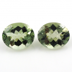 Green Amethyst (Prasiolite) Oval 12X10mm Matching Pair Approximately 8 Carat