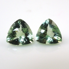 Green Amethyst (Prasiolite) Trillion Shape 10x10mm Matched Pair Approximately 5 Carat
