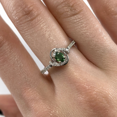 Green Diamond Oval 0.27 Carat Ring with Accent White Diamonds in 14K White Gold
