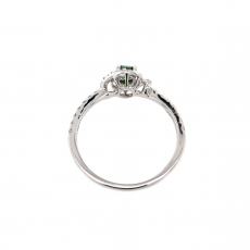 Green Diamond Oval 0.27 Carat Ring with Accent White Diamonds in 14K White Gold