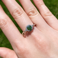 Green Diamond Round 0.48 Carat Ring With Accent Diamonds In 14k White Gold