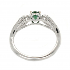 Green Diamond Round 0.48 Carat Ring With Diamond Accent in 18K White Gold