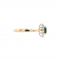 Green Diamond Round 0.99 Carat Ring with Accent Diamonds in 14K Dual Tone (White/Yellow) Gold