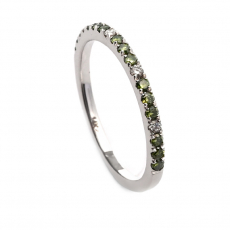 Green Diamonds 0.22 Carat Stackable Ring Band in 14K White Gold with White Diamonds