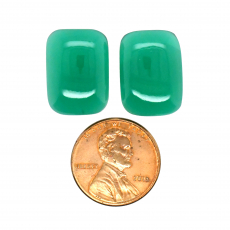 Green Onyx Cab Emerald Cushion 18X13mm Matching Pair Approximately 25 Carat