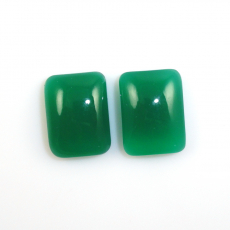 Green Onyx Cab Emerald Cut 16 X12mm Matching Pair Approximately  21 Carat