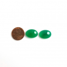 Green Onyx Cab Oval 18X13mm Matching Pair Approximately 18 Carat