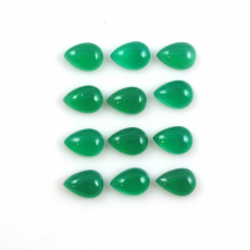 Green Onyx Cab Pear shape 10X7mm Approximately 24 Carat