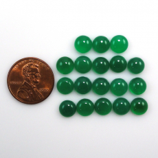 Green Onyx Cab Round 7mm Approximately 24 Carat