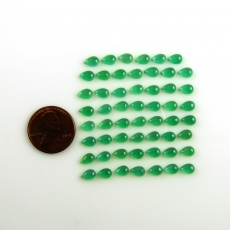 Green Onyx Cabs Pear Shape 6X4mm Approximately 19 Carat